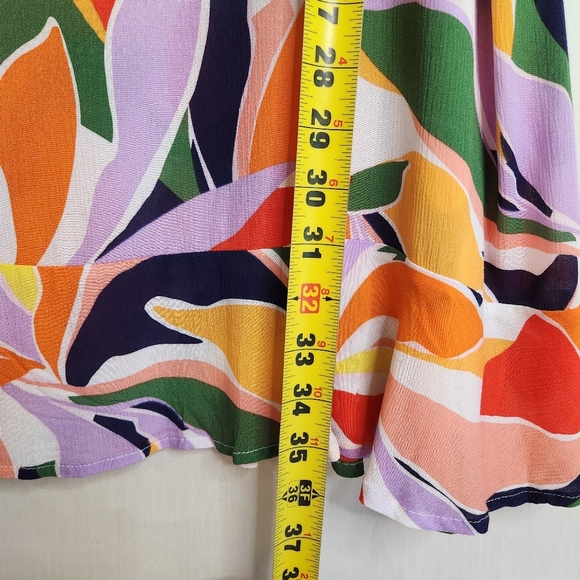 Anne Cole Multicolor Leaf Print Kimono Flounce V Neck Tunic Size 14/16 NWT - Picture 10 of 11